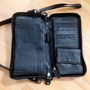 CARGO 100% Genuine Leather Mens Black Leather Messenger Organizer Clutch Bag